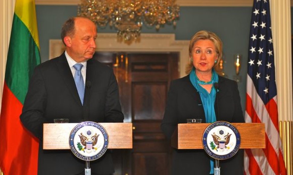 Premjeras A.Kubilius su valstybės sekretore H.Clinton