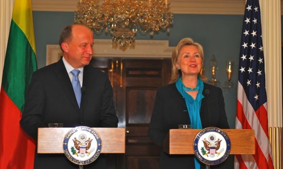 Premjeras A.Kubilius su valstybės sekretore H.Clinton
