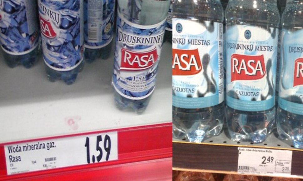 Nei juoktis, nei verkti: tą patį lietuvišką produktą lietuviai lenkams (nuotr. kairėje) sugeba pardavinėti 1,5 karto pigiau nei tautiečiams.