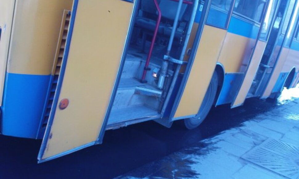 Netvarka važiuojamojoje dalyje ties Kražių autobuso stotele.