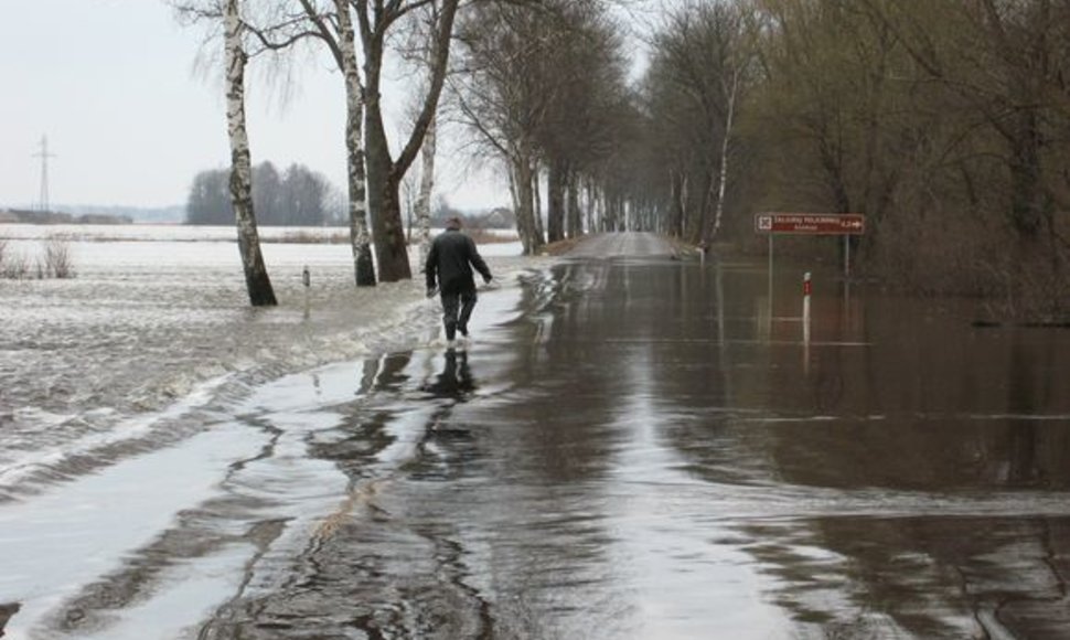 Situacija potvynio zonoje ties Rusnės sala šeštadienio popietę