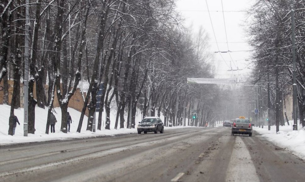 Antradienio rytą Vilniuje sninga