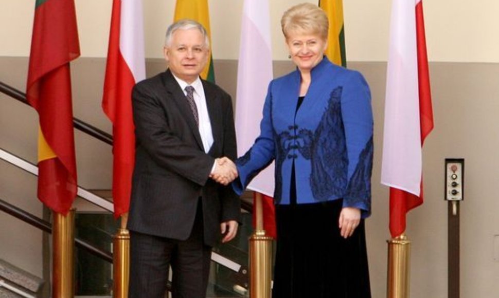 Prezidentė Dalia Grybauskaitė priėmė su darbo vizitu Lietuvoje viešintį Lenkijos Prezidentą Lechą Kačynskį (Lech Kaczynski).