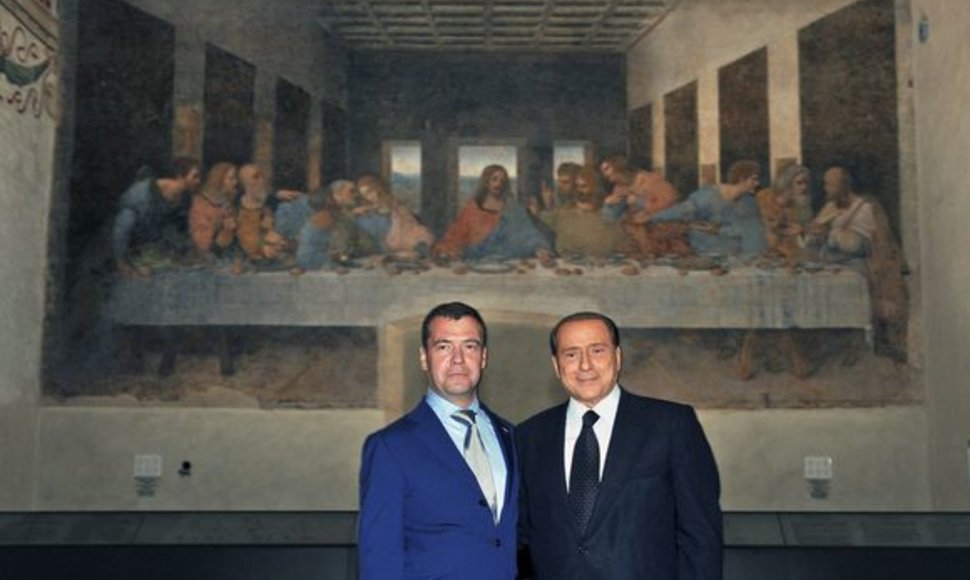 D.Medvedevas ir S.Berlusconi šalia garsiosios freskos