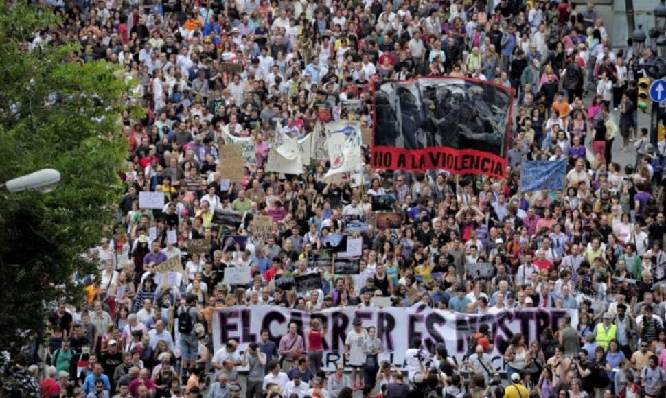 Protestuotojai Barselonoje