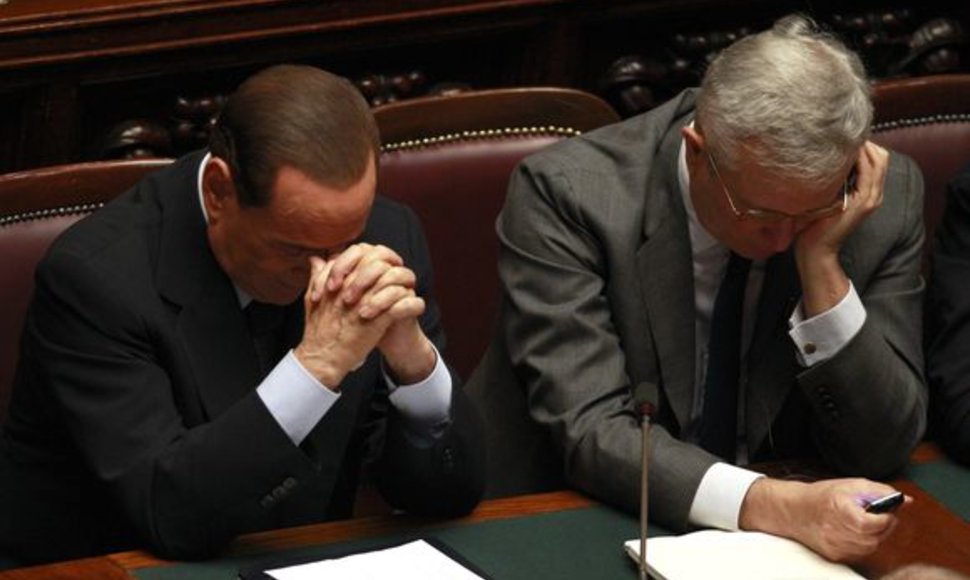 Italijos premjeras Silvio Berlusconi ir finansų ministras Giulio Tremonti