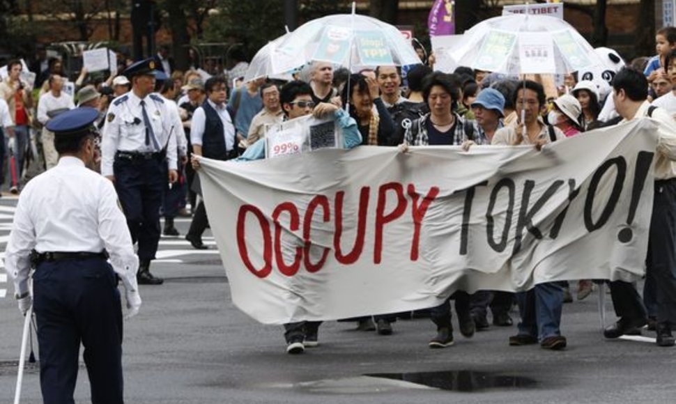 Protestuotojai Tokijuje