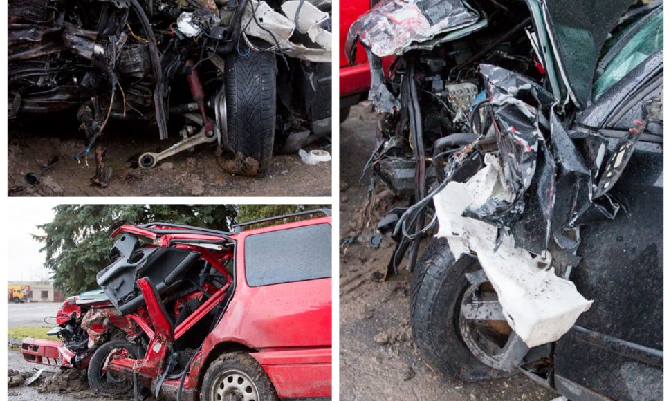 Automobiliai po avarijos Marijampolėje