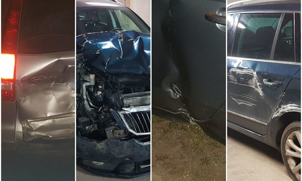 Avarijų virtinės padariniai: įtariamojo avarijos kaltininko „Škoda“ apdaužyta labiausiai