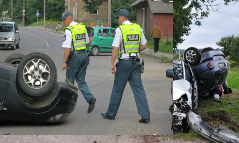 Avarijų Vilniuje (kairiau) ir Didžiojoje Riešėje padariniai