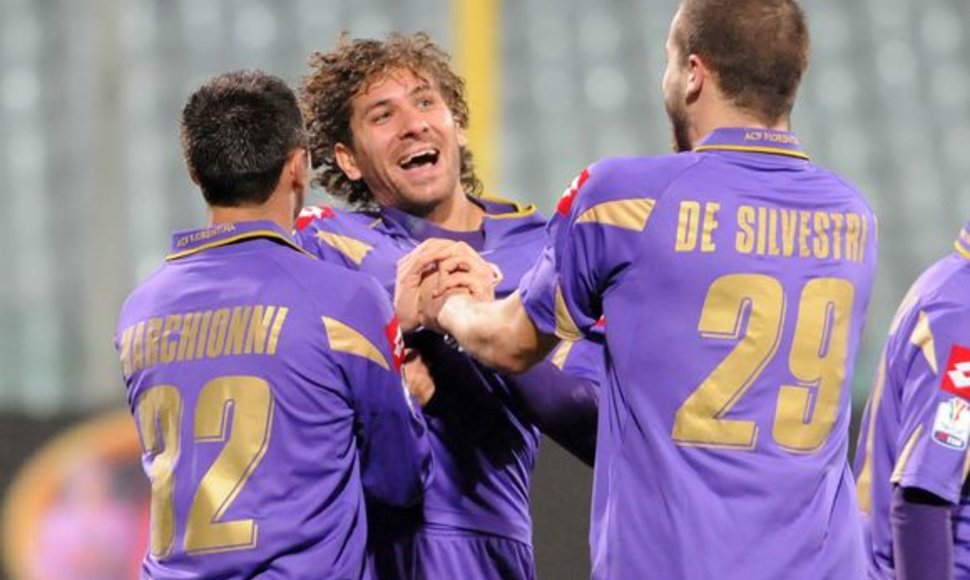 „Fiorentina“ futbolininkų džiaugsmas.