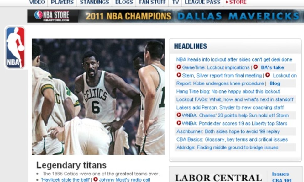 Oficialioje NBA lygos svetainėje nebeliko jokių dabartinių žvaigždžių nuotraukų.