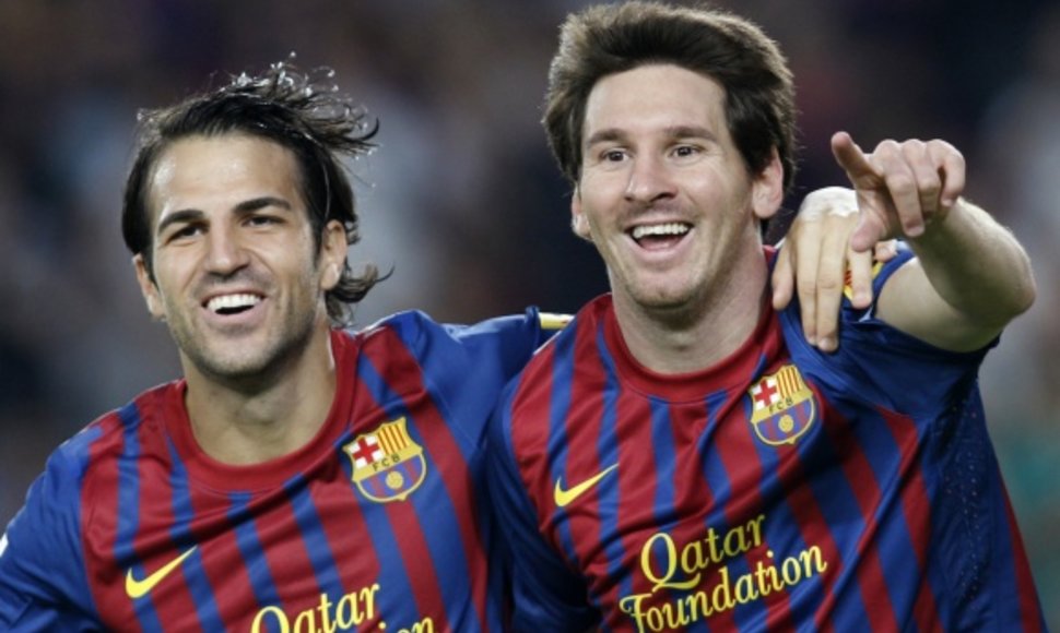 Lionelis Messi (dešinėje) ir Cescas Fabregasas (kairėje)