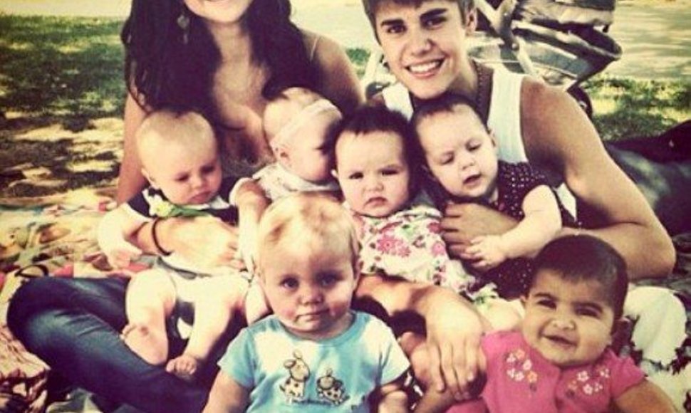Justinas Bieberis ir Seleno Gomez vaidina šeimą