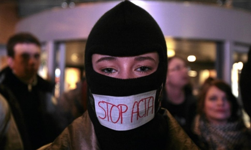 Protesto akcija prieš ACTA susitarimą Lenkijoje