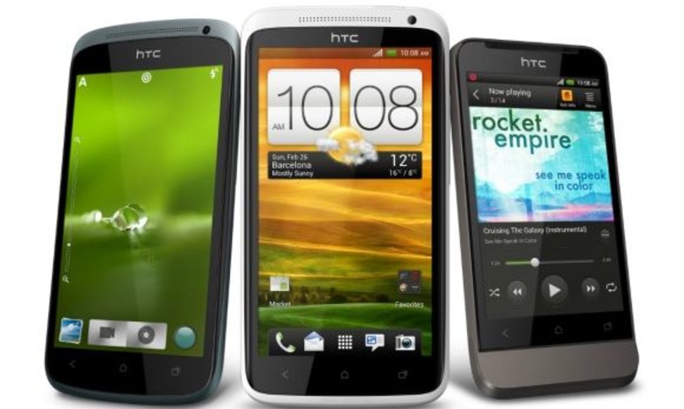 Nauja HTC išmaniųjų telefonų serija „One“: (iš kairės) „One S“, „One X“ ir „One V“. 