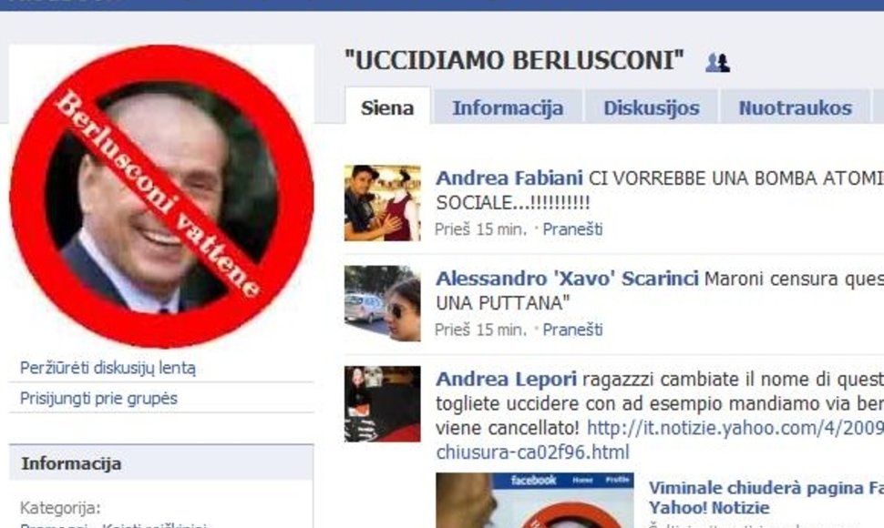Internete grasinama nužudyti S.Berlusconi.