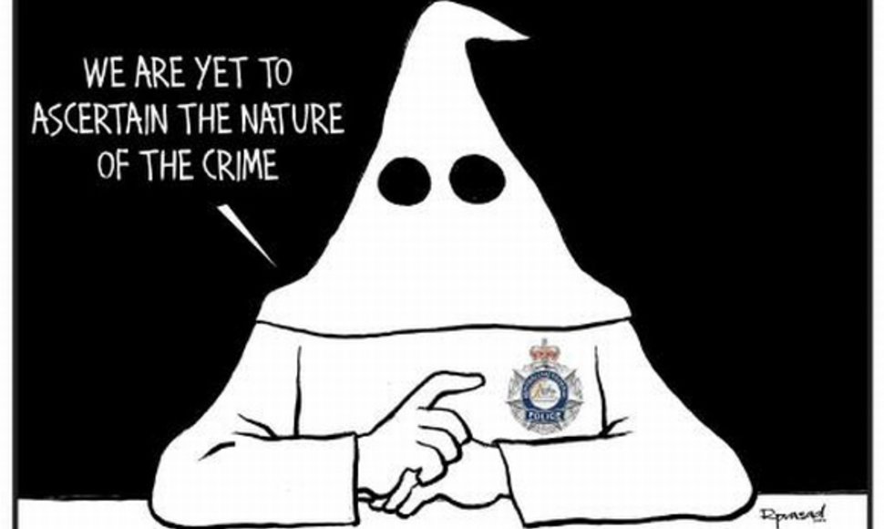 Australijos policininkus papiktino rasistinė karikatūra Indijos dienraštyje „Mail Today“.