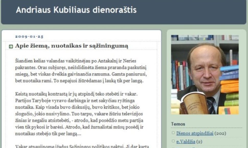 Paskutinį įrašą savo tinklaraštyje A.Kubilius surezgė 2009 metų sausį.