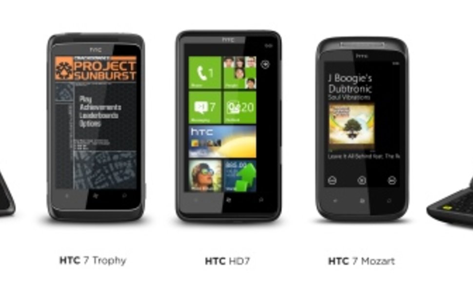 HTC išmanieji telefonai, naudojantys „Windows Phone 7“ operacinę sistemą.