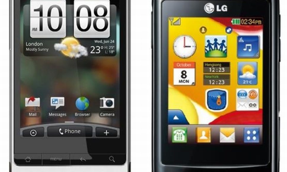 „HTC Legend“ (kairėje) ir LG-T300.