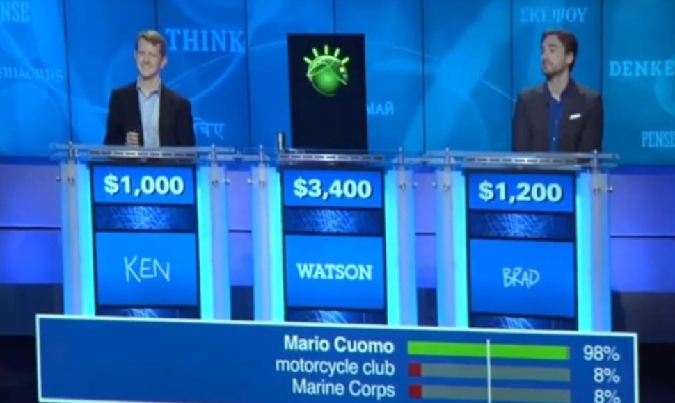 IBM superkompiuteris „Watson“ konkuruoja su kitais dalyviais populiarioje JAV viktorinoje „Jeopardy!“.