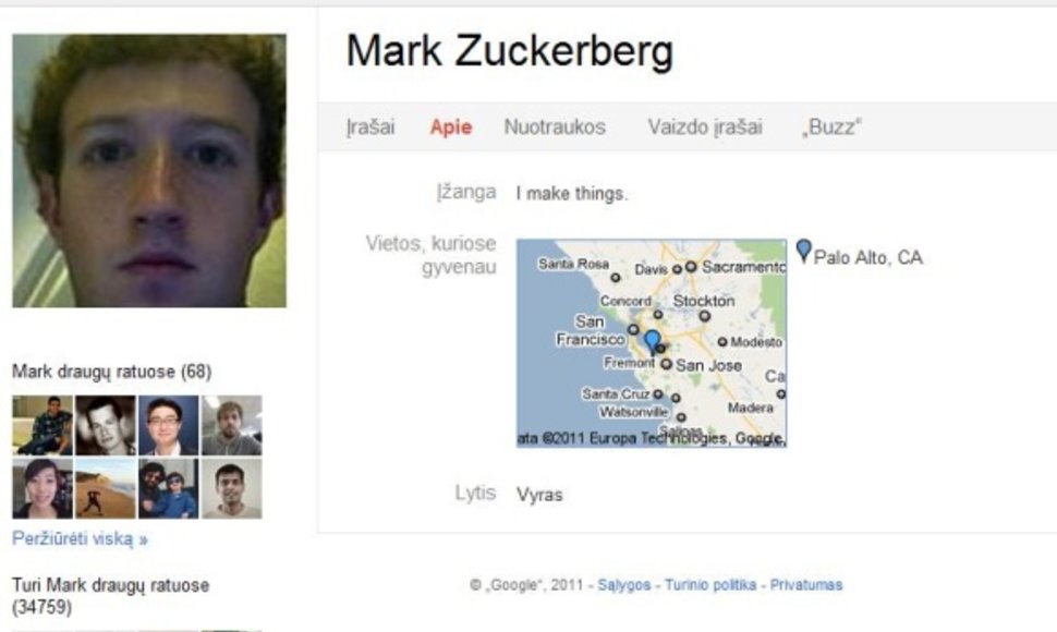 „Facebook“ vadovas Markas Zuckerbergas patvirtino, kad susikūrė profilį konkurentų socialiniame tinkle „Google+“