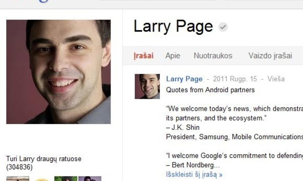 Paskutinis viešas „Google“ vadovo Larry Page‘o įrašas socialiniame tinkle „Google+“ buvo paskelbtas daugiau nei prieš mėnesį. 