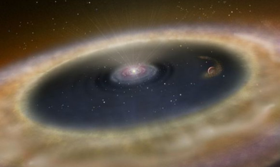 Dailininko sukurta vizualizacija, kaip galėtų atrodyti jauniausia kada nors atrasta, dar besiformuojanti planeta „LkCa 15 b“.