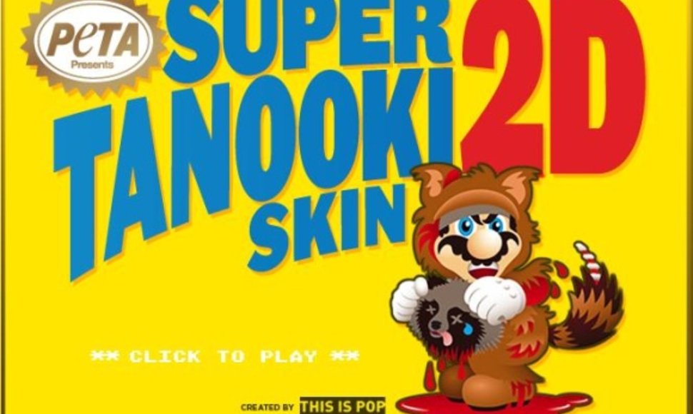 PETA sukūrė savo žaidimo versiją „Super Mario Tanooki Skin 2D“, kuriame usūrinis šuo su nudirtu kailiu vejasi Mario, pakilusį į orą su kruvinu gyvūno kailiu.