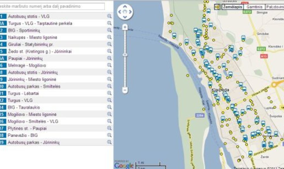 Kurioje vietoje važiuoja norimo maršruto autobusas, keleiviai gali pamatyti internete. 