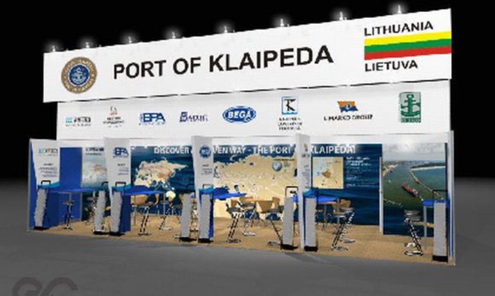 Klaipėdos jūrų uostas pristatomas specialiame stende.