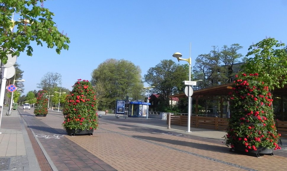 Tikimasi, kad J.Basanavičiaus gatvėje pastatyti piramidės formos gėlių vazonai sustabdys olandų vilkikus.