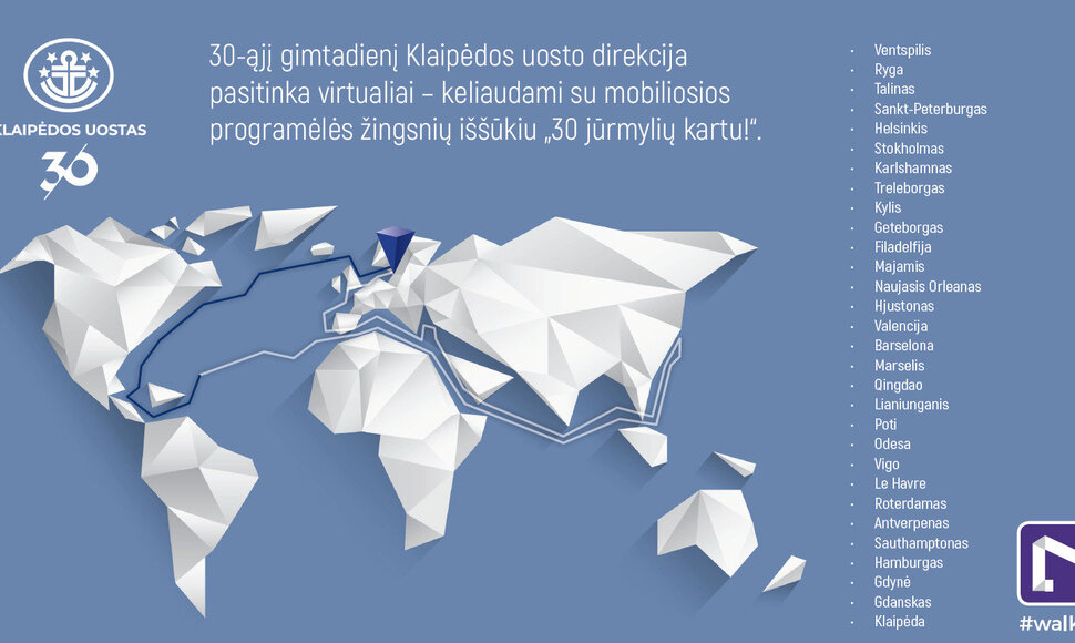 Klaipėdos uosto direkcija, mininti jubiliejinę sukaktį, pakvietė kartu aplankyti 30 pasaulio uostų.