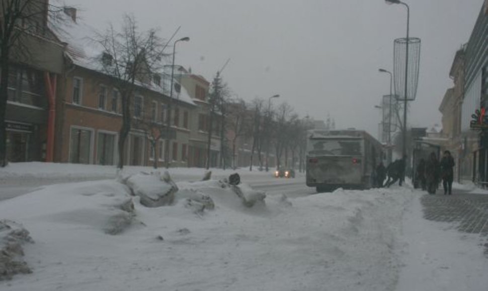 Snieguotos Klaipėdos gatvės.