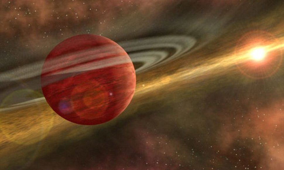 Taip galėtų atrodyti jauniausia iš visų žinomų planetų, skriejanti aplink „CoKu Tau“ žvaigždę. 