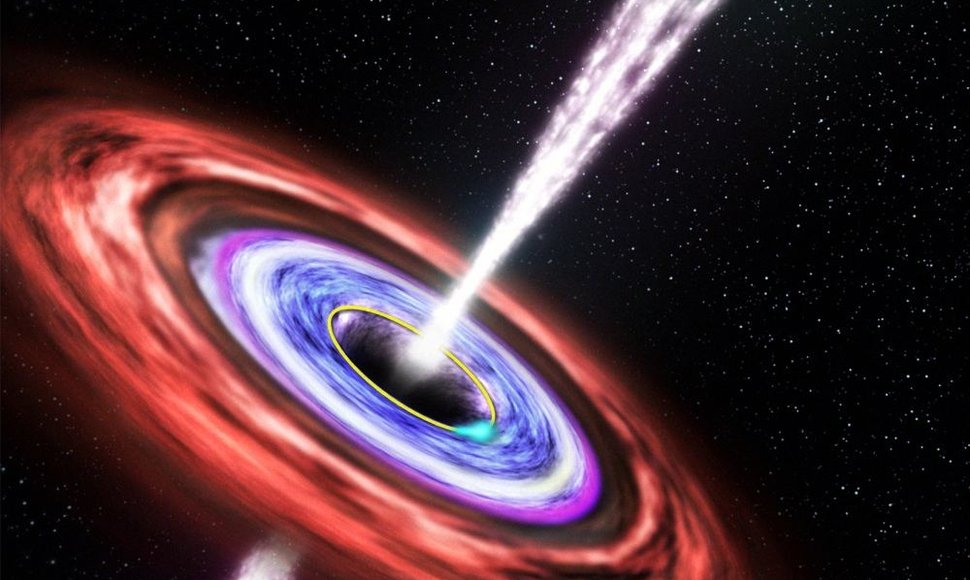 Menininko vizualizacija, kaip juodoji skylė įtraukia žvaigždę. 