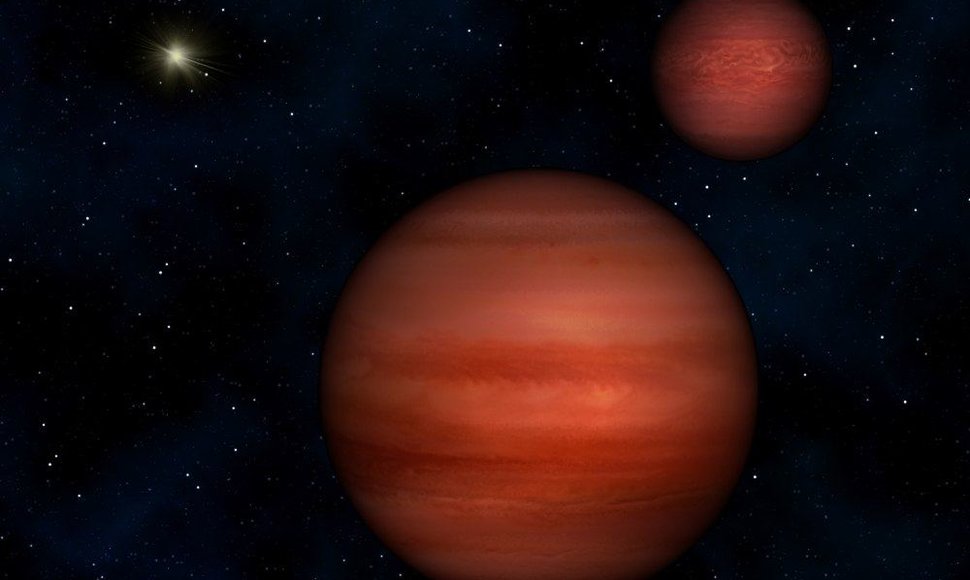 Nauja dvinarė žvaigždžių sistema „WISE J1049-5319“ dailininko akimis