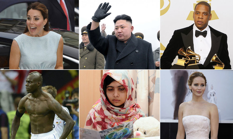 Hercogienė Catherine, Kim Jong Unas, Jay Z, Mario Balotelli, Malala Yousafzai ir Jennifer Lawrence
