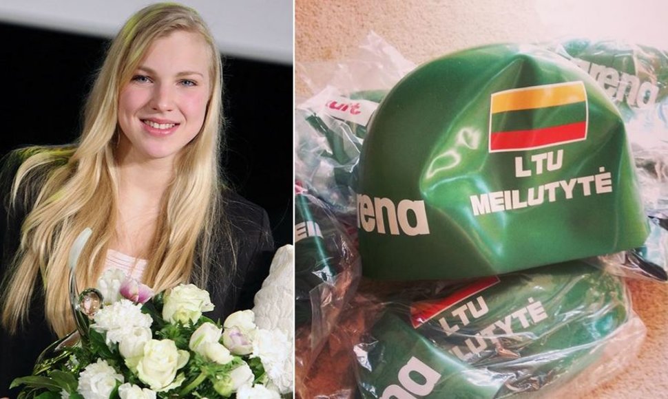 Rūtą Meilutytę pradžiugino vardinė plaukimo kepurė