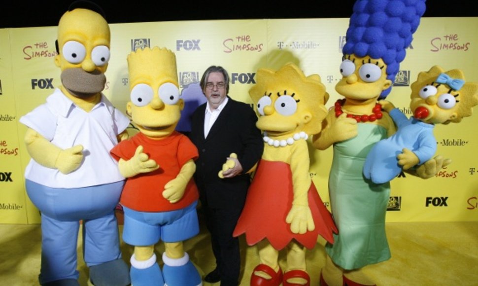 „Simpsonų“ kūrėjas Mattas Groeningas su garsiojo serialo personažais
