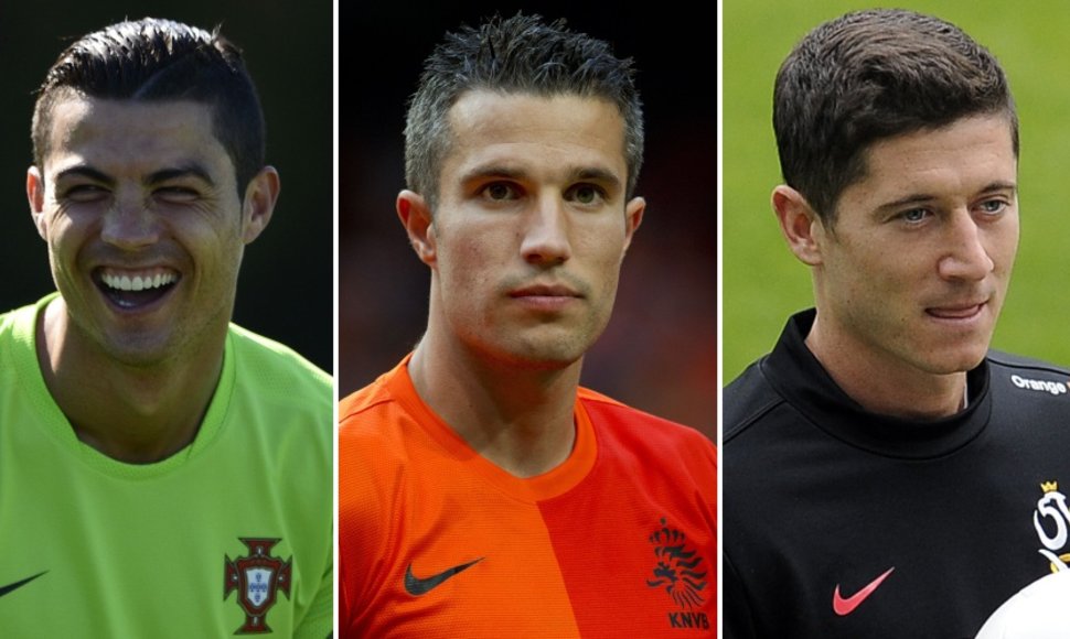 Cristiano Ronaldo, Robinas van Persie ir Robertas Lewandowskis.