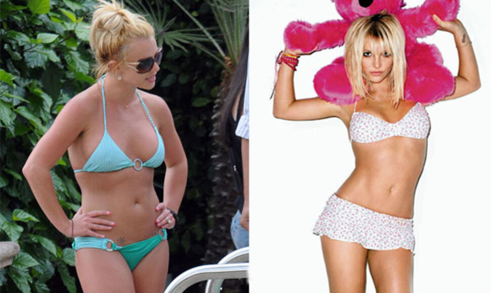 Britney Spears naturali ir padailinta photoshopu