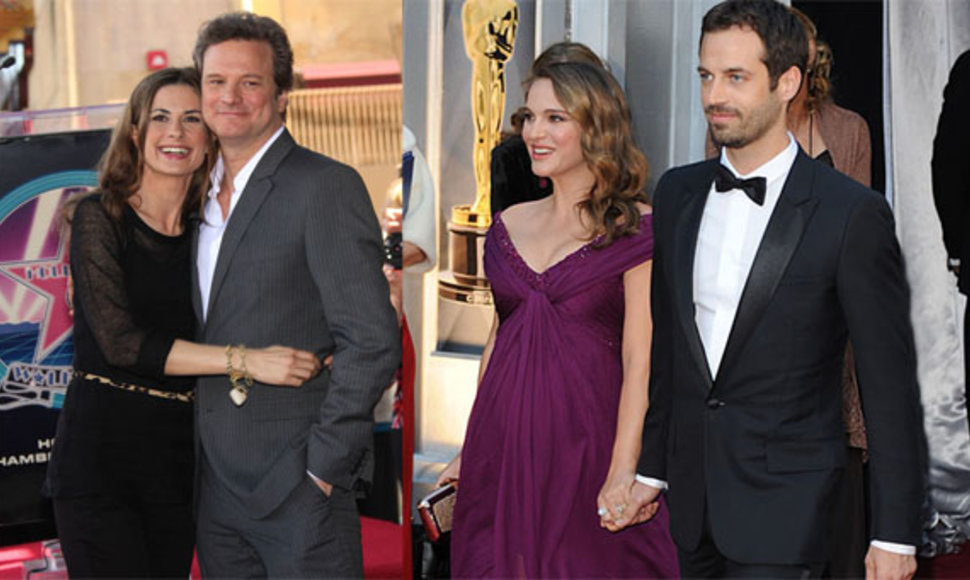 Colinas Firthas su žmona ir Natalie Portman su sužadėtiniu