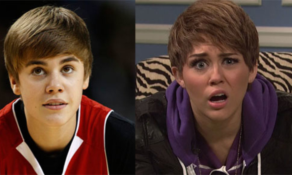 Justinas Bieberis ir Miley Cyrus