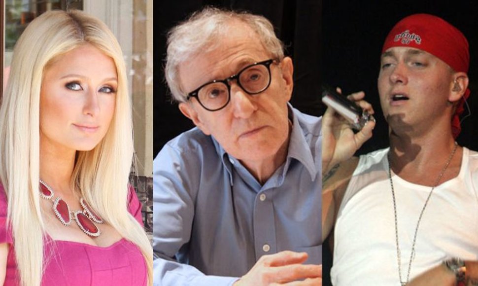 Paris Hilton, Woody Allenas, Eminemas