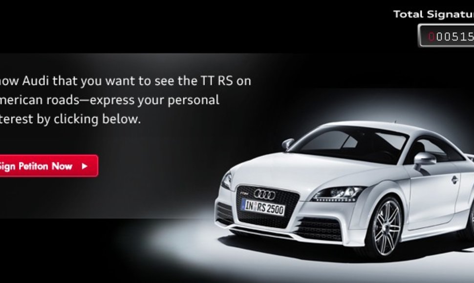 „Audi" renka parašus dėl „TT RS“ automobilio importo į JAV