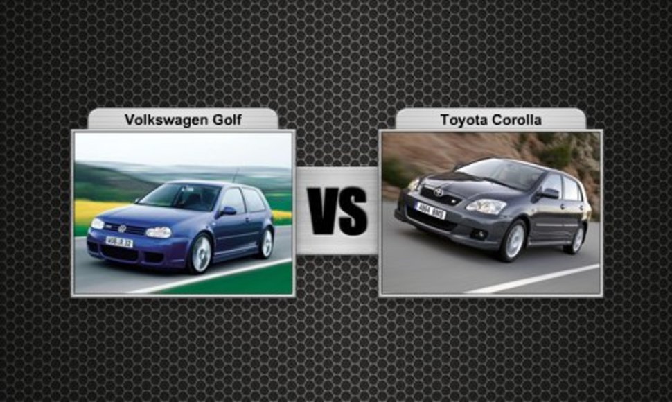 VW Golf prieš Toyota Corolla