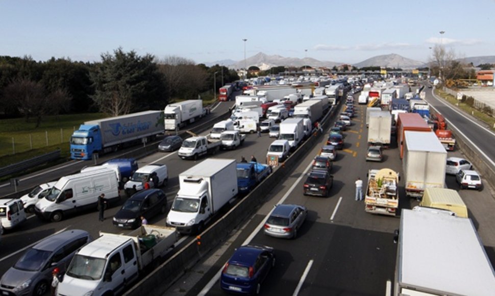 Sunkvežimių vairuotojų streikas Italijoje