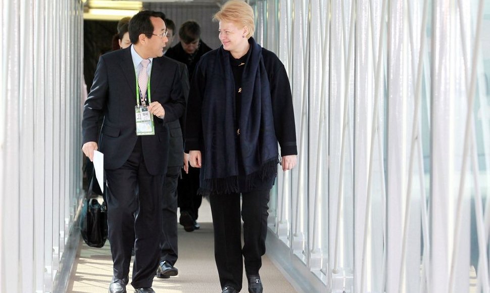Lietuvos prezidentė Dalia Grybauskaitė atvyko į Seulą.